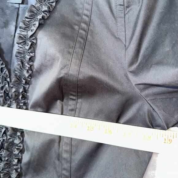 Doncaster Collection Blazer 10 Black Ruffle 3/4 Sleeve Hook&Eye Close - Picture 7 of 11